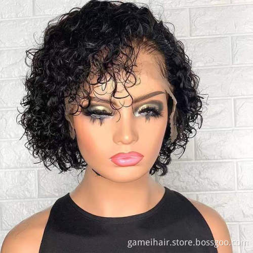 Wholesale Cheap Short Bob Curly Wig Vendors Brazilian 100% Virgin Transparent Full Lace Front Pixie Cut Human Hair Wigs
